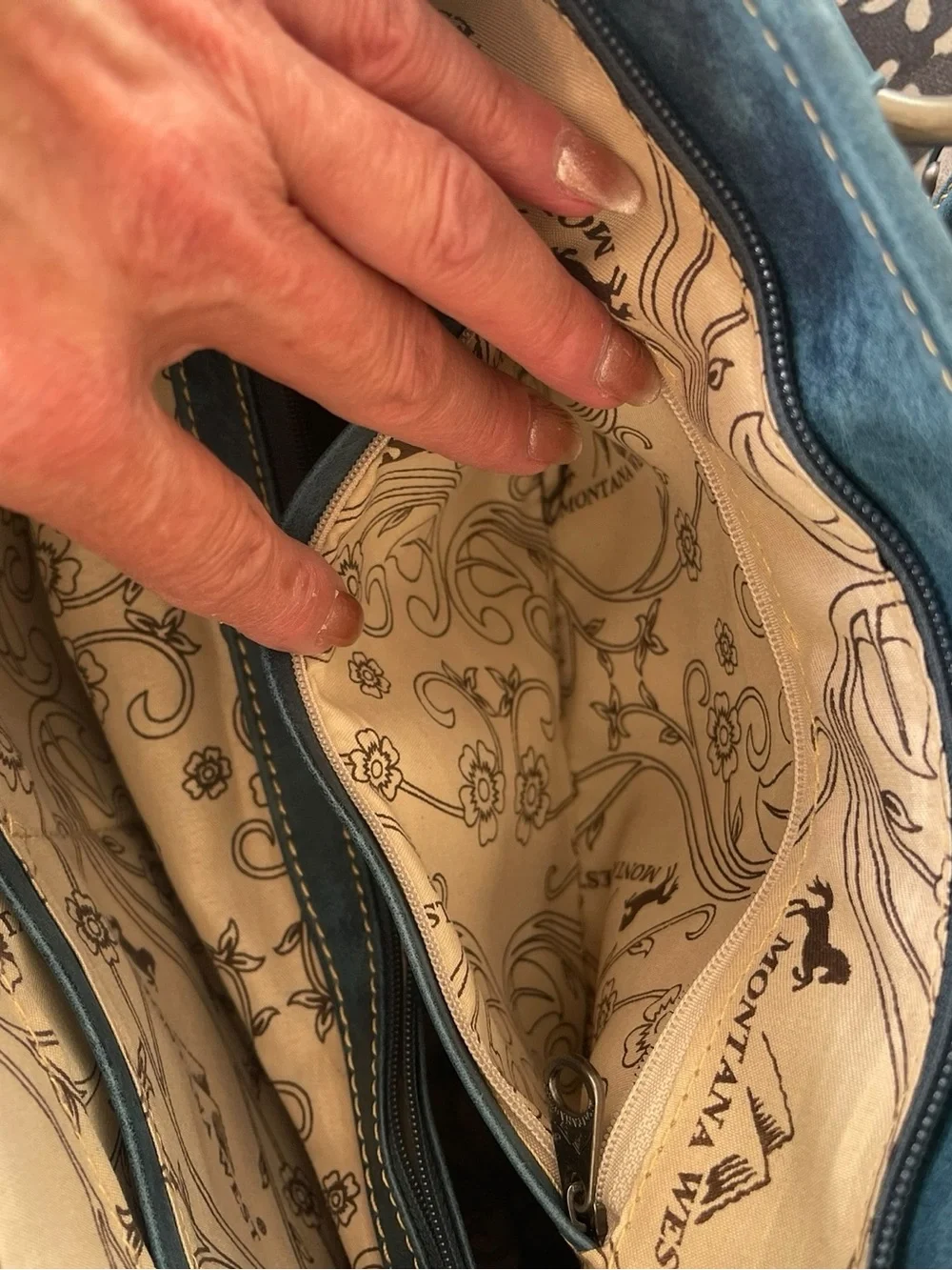 NWOT Montana West Turquoise Tooled Faux Leather Studded Western Tote Handbag
